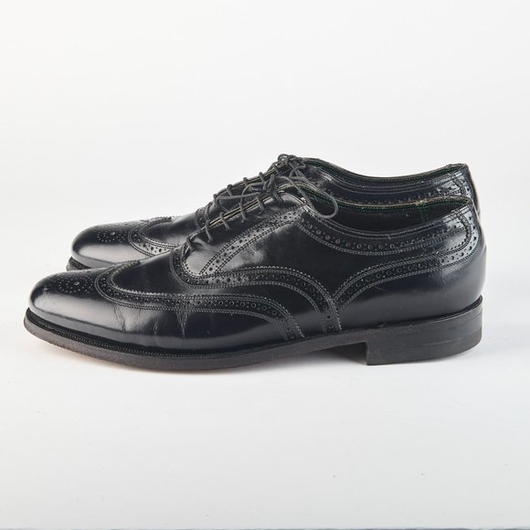 Florsheim Imperial Men\'s Black Calf Wingtip Oxfords  10 D w/ Shoe Trees & Bags!! main image 8